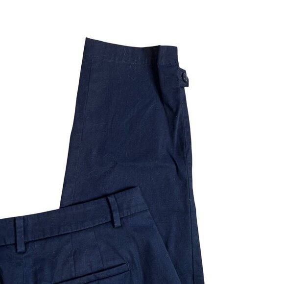 Talbots Navy Blue Perfect Skimmer Cropped Pants Size 2 Button Hem - Picture 2 of 10